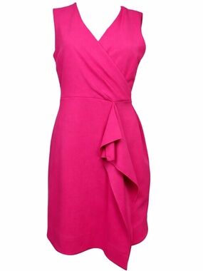 Donna Karan New York Bright Pink Wrap Dress Size 4 Draped Asymmetrical